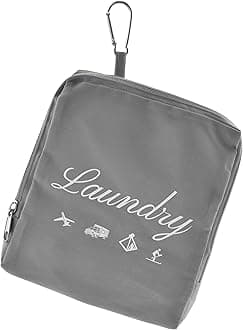 JHX Travel Laundry Bag, Dirty Clothes Bag 【Upgraded】 with Handles and Aluminum Carabiner, Collapsible Laundry Bag for Travel, Camp, Fitness, and Students（1Pcs Grey） 24"L x 21"W