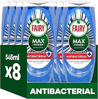 Fairy Max Power Washing Up Liquid Antibacterial 8 x 545ML, Easy & Effortless ...