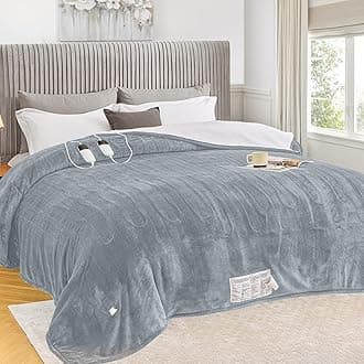 greenoak Heated Blanket Electric Queen Size 84"X90" Dual Control, Heating Blanket with 10 Heat Levels 1/2/4/6/8 Hours Auto-Off Overheat Protection, Soft Sherpa Warm Blanket, ETL Certified Dove Grey