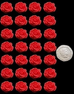 30 x Edible 3D Small High Detail Roses icing toppers, cake cupcakes decorations (Red)