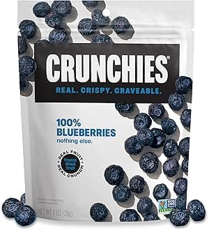 Crunchies Freeze-Dried Fruits, 100% All Natural Crispy Fruit, Non GMO and Kosher, Resealable Freeze Dried Fruit Snack Packs, Pack of 6 (Blueberries)