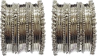 Jewellery for Women Traditional Silver Plated Oxidized Bracelet Bangle Set For Women