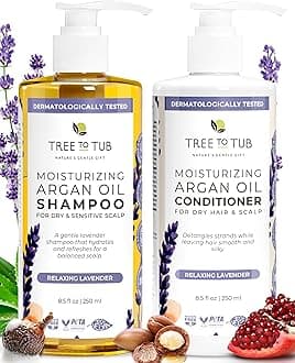 Tree To Tub Lavender Shampoo and Conditioner Set for Dry Hair, Dry Scalp, Frizz - Moisturizing Argan Oil Shampoo and Conditioner for Women & Men w/Organic Natural Aloe Vera