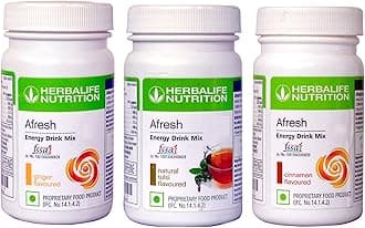Herbalife nutrition afresh energy drink mix pack of 3 (Ginger, Tulsi, Cinnamon)