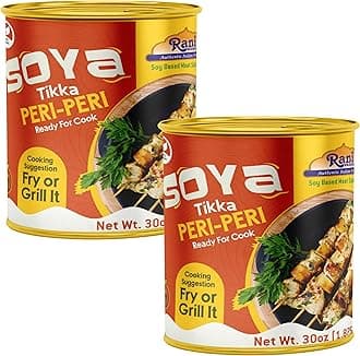 Rani Soya Tikka Peri-Peri 30oz (1.875lbs) 850g, Pack of 2, Ready for Cook ~ Easy Open Lid | All Natural | Vegan | No Colors | NON-GMO | Kosher | Indian Origin | Soy Based Meat Substitute