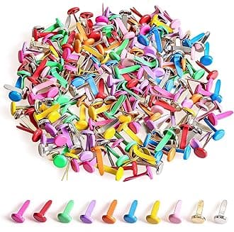 moinkerin 200 Pcs Paper Fasteners Split Pins Crafts 0.3 x 0.55inch Mini Brads for Paper Crafts Multicolor Brad Fasteners for DIY,Crafting,Scrapbooking,Stamping Round Head fasteners for Office (8x14mm)
