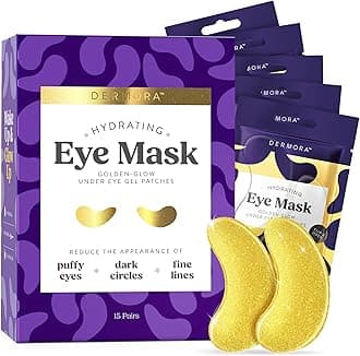Golden Glow Under Eye Patches | Rejuvenating Treatment | Dark Circles, Puffy Eyes, Refreshing, Revitalizing, Travel, Wrinkles |15 Pairs Eye Gels