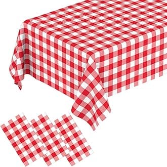 3 Pack Red and White Checkered Tablecloths Red Gingham Tablecloth Rectangular Disposable Plastic Red Plaid Table Cover for Parties, Christmas, Outdoor Picnic, Birthday, Wedding, Camping 54 × 108