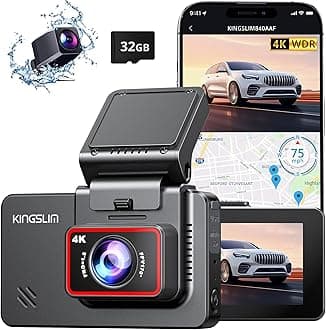 Dash Cam Front and Rear 4K - D4 Dual Dash Camera for Cars WiFi GPS, Dashcam with 32GB SD Card, 3" Touchscreen, Night Vision, APP, Parking Mode, G-Sensor, Black