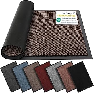 BLADO Washable Door Mats Indoor & Outdoor - Non-Slippery Heavy Duty Doormats Indoor - Stylish & Large Rubber Door Mat - Perfect Dust Grabbing Outdoor & Indoor Door Mat (Brown, 40cm x 60cm)
