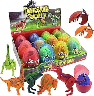 12 PCS Easter Eggs Filled with Dinosaur Toys - Surprise Hatching Eggs for Kids | Perfect for Easter, Birthday Party Favors, Fun Educational Toys for Home & School Play