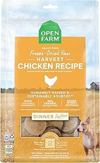 Freeze Dried Raw Patties for Dogs, Humanely Raised Meat Recipe with Non-GMO Superfoods and No Artificial Flavors or Preservatives, Harvest Chicken Recipe, 17.5oz