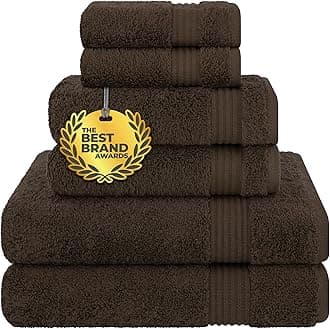 Cotton Paradise 6 Piece Towel Set, 100% Cotton Soft Absorbent Turkish Towels for Bathroom, 2 Bath Towels 2 Hand Towels 2 Washcloths, Brown Towel Set