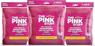 The Pink Stuff Miracle Microfibre Pad Collection – Durable, Dual-Sided Scrubbing & Cleaning Pads for Tough Stains and Everyday Messes (9-Pack)