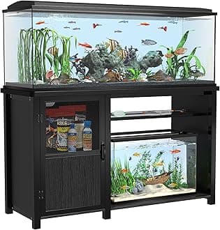 55-75 Gallon Fish Tank Stand，Aquarium Stand with Cabinet Storage and Heavy Duty Metal Frame,52" L*19.68" W Tabletop,1100LBS Capacity