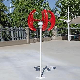 Roadoor 1000W Wind Turbine Generator, Horizontal Axis Wind Power System, 12V/24V Output, Small Wind Turbine, Low Starting Wind Speed, Suitable for Off-Grid and Residential Use Red