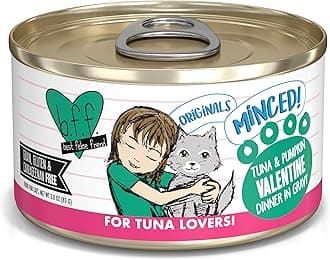 BFF Minced Natural Wet Cat Food, Tuna and Pumpkin Valentine in Gravy, 3oz Can, Pack of 24