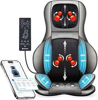 COMFIER Shiatsu Neck Back Massager with Heat and Compression,Adjustable Neck Rollers,App Control 2D or 3D Deep Tissue Kneading Massage Chair Pad, Chair Massager,Ideal Gifts for Dad, Mom