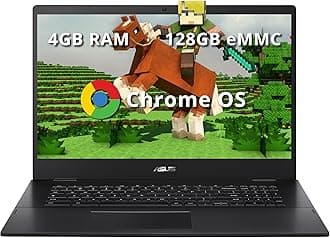 ASUS Chromebook CX1700 17.3" FHD Laptop, Intel Celeron N4500 Processor, 4GB RAM, 128GB eMMC Flash Memory, Intel UHD Graphics, 720P Webcam, Wi-Fi 6, Bluetooth, Chrome OS, Gray (Renewed)