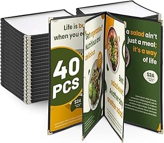WeChef 40 Pack Restaurant Menu Covers 8.5 x 14inch Book Style 4 Pages 8 Views