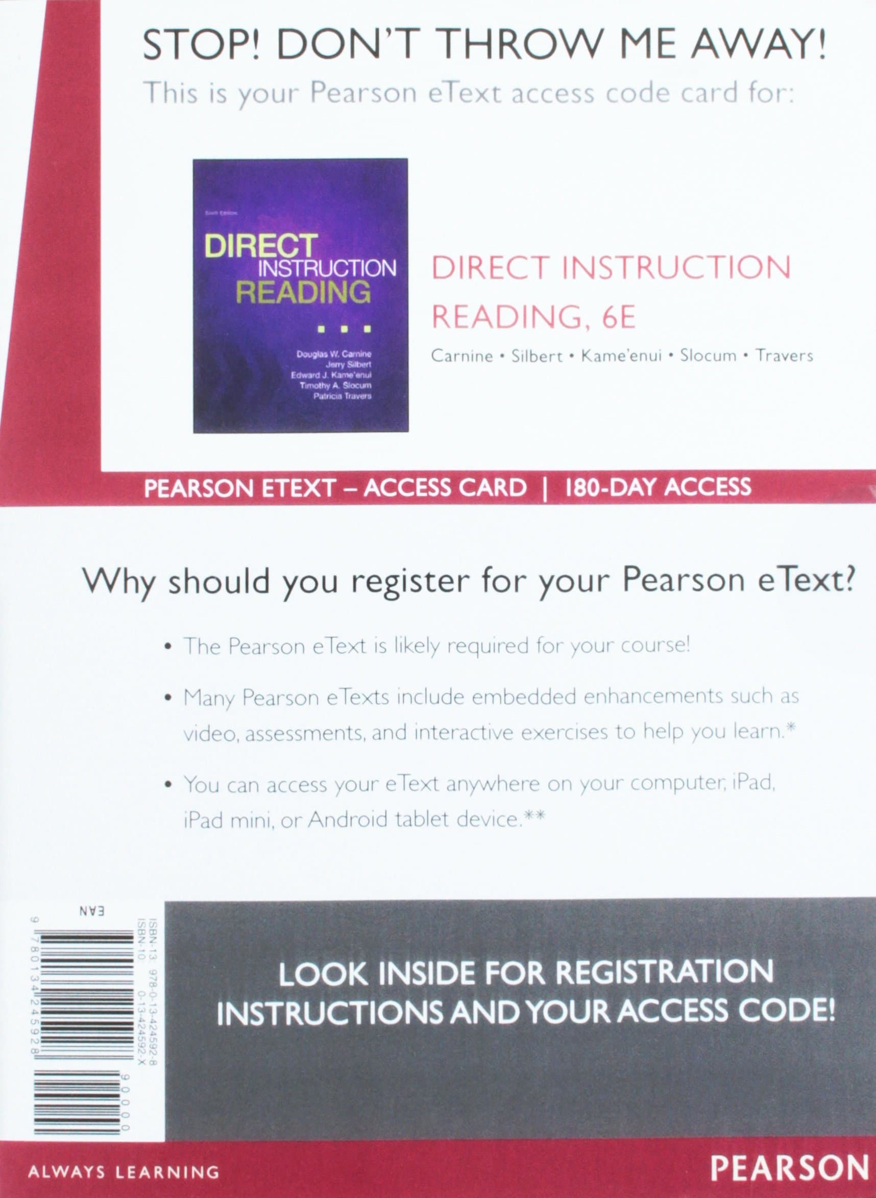 Direct Instruction Reading, Enhanced Pearson eText -- Access Card