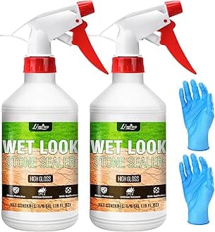 Wet Look Stone Sealer - High Gloss Paver Sealer Stone Color Enhancer Concrete Sealer with Long-Lasting Gloss Protection, Stain Proof for Interior and Exterior Slate, Driveway, Floor, Standsotne (32oz)