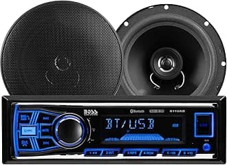 638Bck Car Stereo Package Single Din tooth,No Cd Dvd Mp3 Usb Wma Am Fm Radio, 6.5 Inch 2 Way Full Range Speakers