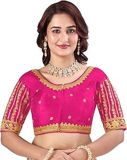 Women's Readymade Blouse Embroidery Multi Coding Gold Thread Indian Ethnic Designer Stitched Readymade Saree Half Sleeve Blouse for Women for Saree Lehenga Choli