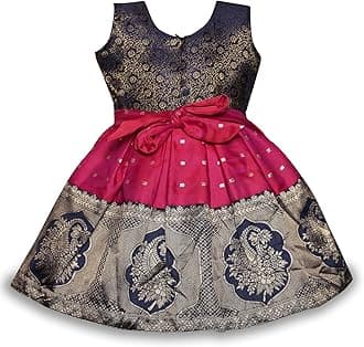 LehnvelNew South Indian Traditional pattu Pavadai Jecquard Frock for Girl's Dress