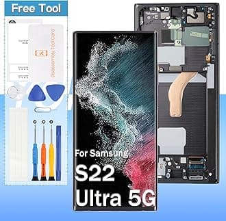 [for US Version] Yondista for Samsung Galaxy S22 Ultra 5G Screen Replacement 6.8" AMOLED SM-G908a, SM-S908u, SM-S908w LCD Display Touch Digitizer Assembly with Tools(Black with Frame)
