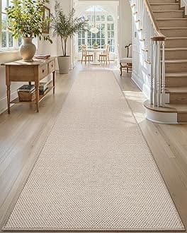 Color&Geometry Door Mat 2'4"x8' Runner Rug with Rubber Backing, Non Slip Washable Hallway Rug, Carpet Runners for Hallway Living Room Bedroom, Beige (Rolled-up NO Creases)