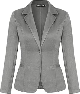 Women Long Sleeve Button Blazers Work Casual Office Notch Lapel Business Open Front Blazer Jacket with Pockets