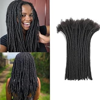 Loc Extensions Human Hair 0.6cm Width 10 Inch 100% Full Handmade Permanent Dreadlock Extension Human Hair for Women Men Kids Can Be Curled and Bleached (30 Strands Natual Black)