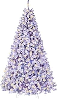 Best Choice Products Pre-Lit Lavender Christmas Tree, 6ft Artificial Flocked Full Fir Tree, Holiday Decoration w/ 250 Lights, 928 Branch Tips