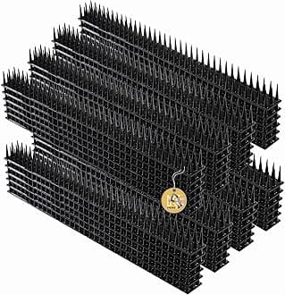 KADAX Plastic Bird Spikes, 51 x 4 x 3 cm, Wall Spikes, Fence Tops Spikes, Pigeon Repellent, Deterrent for Birds, Cats, Anti Climb Spikes, Squirrel Repellent (48, Black)