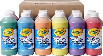 Crayola Washable Paint (12ct), Bulk Paint Set for Kids' Art Projects, 16 Oz, Nontoxic Craft Supplies, Teacher Classroom Must Haves, Ages 3, 4, 5