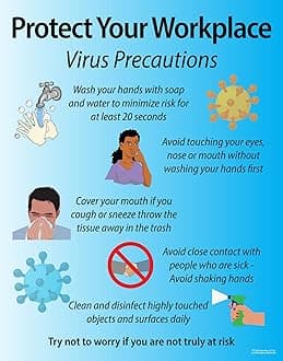 Workplace Health Safety and Awareness Poster Sign, 11"X 14" Peels and Sticks, Made in the USA