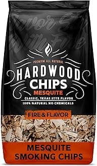 Fire & Flavor Premium All Natural Wood Chips for Smoker - Wood Chips for Smoking - Smoker Wood Chips - Smoker Accessories Gifts for Men and Women - Mesquite - 2lbs, Brown
