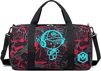 Kids Duffle Bag for Boys Water Resistant Small Gym Bag Overnight Weekender Travel Tote with Shoe Compartment and Wet Pocket, Luminous Red