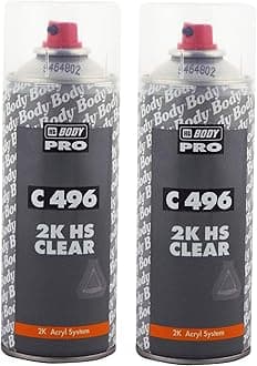 HB Body Professional 2K Clear Coat Lacquer 400ml Clearcoat Aerosol Fast Drying Crystal Clear High Gloss Finsih Highly Durable