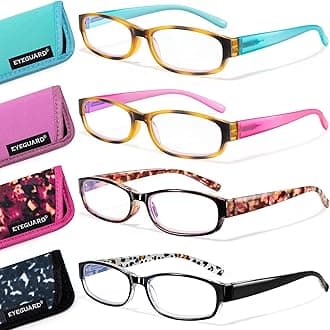 EYEGUARD 4 Pack Blue Light Reading Glasses for Women Computer Readers Fashion Spring Hinge Eyeglasses 2.75