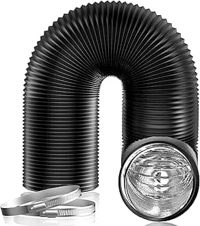 Hon&Guan 3 inch Air Duct - 16 FT Long, Black Flexible Ducting HVAC Ventilation Air Hose for Grow Tents, Dryer Rooms,Kitchen