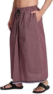 Elastic Premium Cotton Lungi With Dual Packet Pack Of 1 (Maroon)