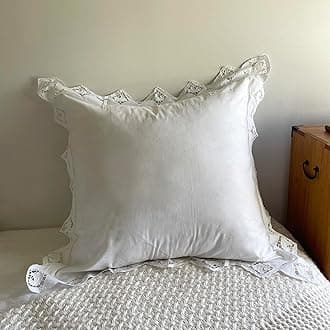 MODERN HEIRLOOM Embroidered and LACE 2-PC Pillow Decorative Pillow Set, 26 inches, Ophelia Euro White 26" 2 Count