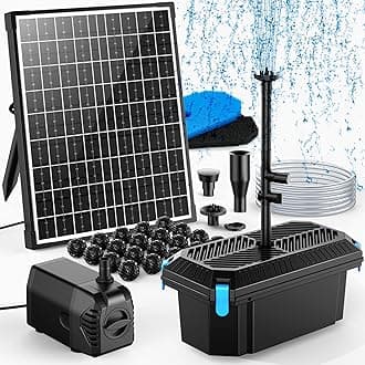 POPOSOAP Solar Pond Filter with Fountain Pump, 20W Solar Powered Water Pump and Pond Filters for Outdoor Ponds Fish Tank Garden Pool Water Feature Waterfall