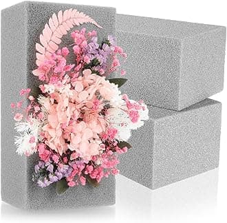 com-four® 3 x Floral Arrangements - Dried Flowers - Floral Foam - Sponge for Crafts - Floral Foam for Celebrations, Weddings, Birthdays