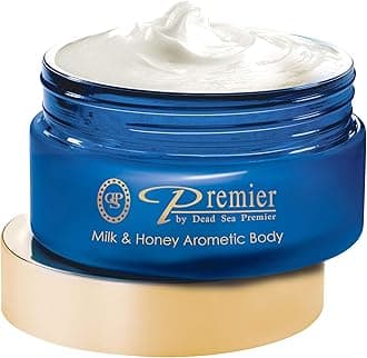 Dead Sea Anti-Aging Body Cream - Deep Moisturizing Body Butter for Dry Skin with Dead Sea Minerals, Firming Lotion for Women, Luxury Skin Care (Milk & Honey, 5.95 Fl Oz)