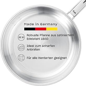 Fissler Pure Collection/Stainless Steel Frying Pan (Diameter 24 cm) Uncoated Saucepan Internal Scale Made in Germany - Induction