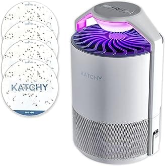 KATCHY Indoor Insect and Flying Bugs Trap Fruit Fly Gnat Mosquito Killer with UV Light Fan Sticky Glue Boards No Zapper White