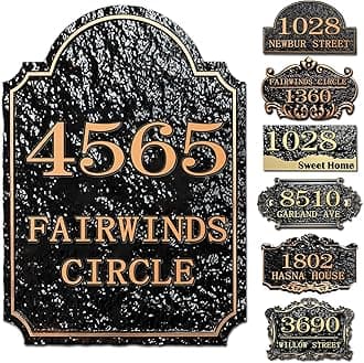 Personalized House Address Plaque Custom House Number Sign 12 Inch Acrylic Street Name Plate Customized Antique Brass or Copper Vintage for Home Room Door Wall Outdoor Mailbox